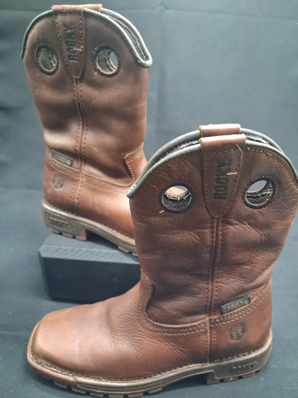 Rocky Brown Leather Pull-On Work Boots